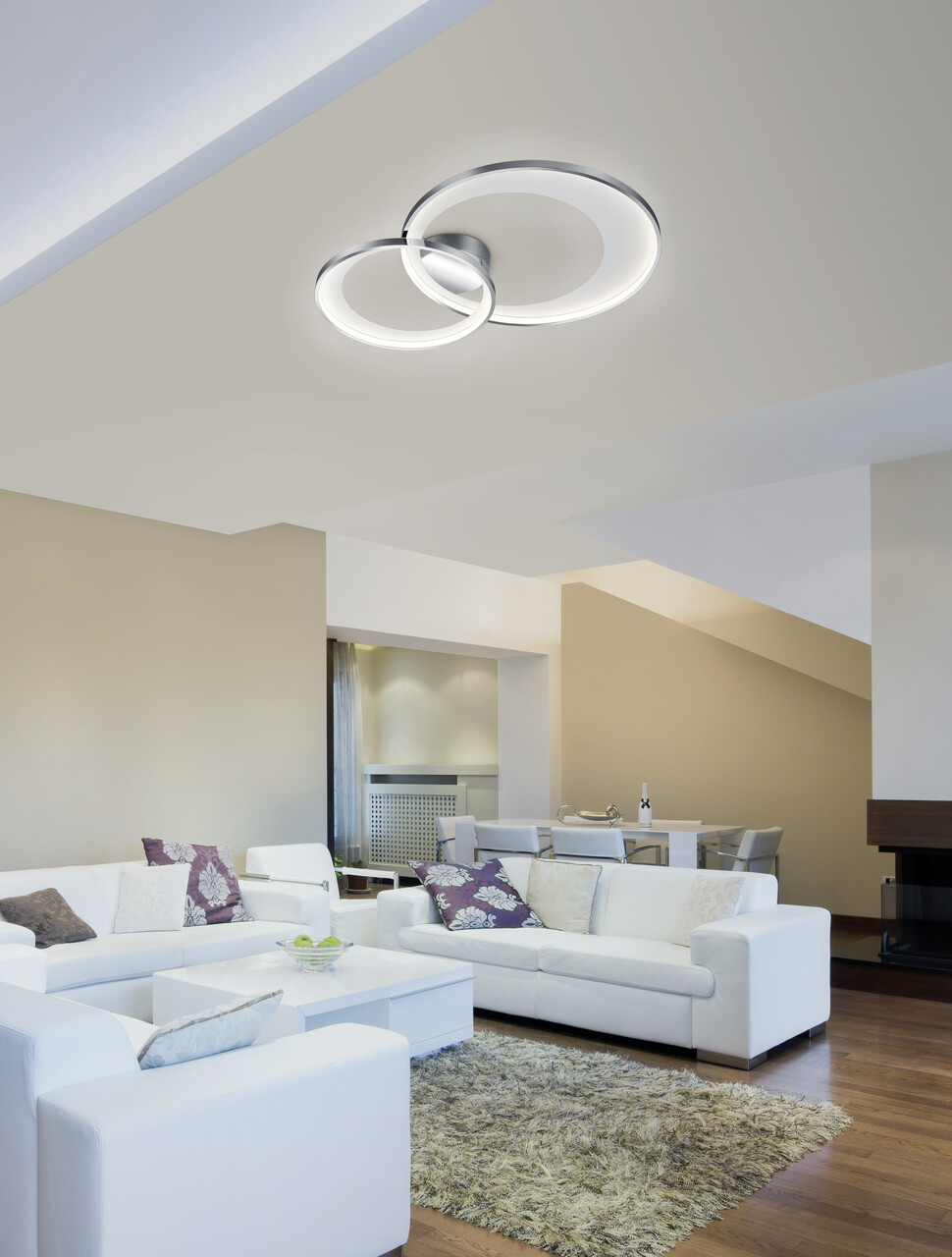 Plafoniera Granada, TRIO, 59x43x8.5 cm, 29W, 1x SMD, metal, argintiu/alb - imagine 5
